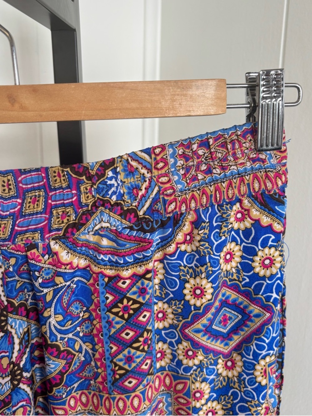 Chelsea + Theodore NWT Blue Pink Paisley Palazzo Pull On Pants Wide Leg Women XS